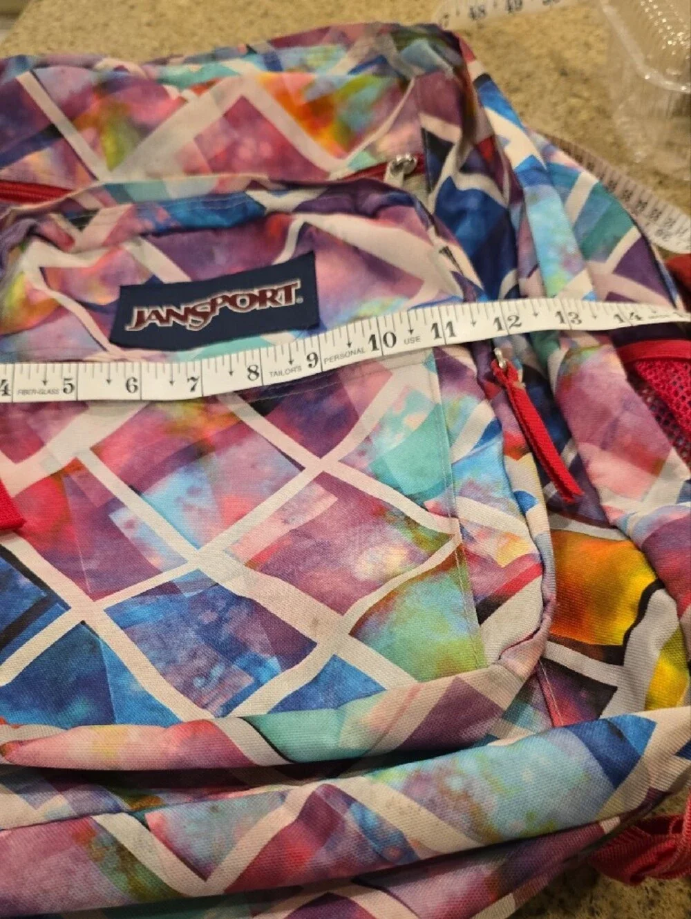Jansport Pink Multi Geometric Print Backpack